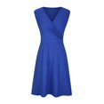 thumbnail image 4 of Liquidation!MSJUHEG Robes Décontractées pour Femmes Robes Fluides pour Femmes Été Femmes Aguichant Col en V Sans Manches Imprimé Floral Robe Cocktail Décontractée Robes de Plage Midi Robes pour Femmes Bleu L, 4 of 6