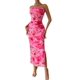 thumbnail image 1 of Vestido PRETTYGARDEN Strapless Rosa Floral Maxi Bodycon XL, 1 of 6