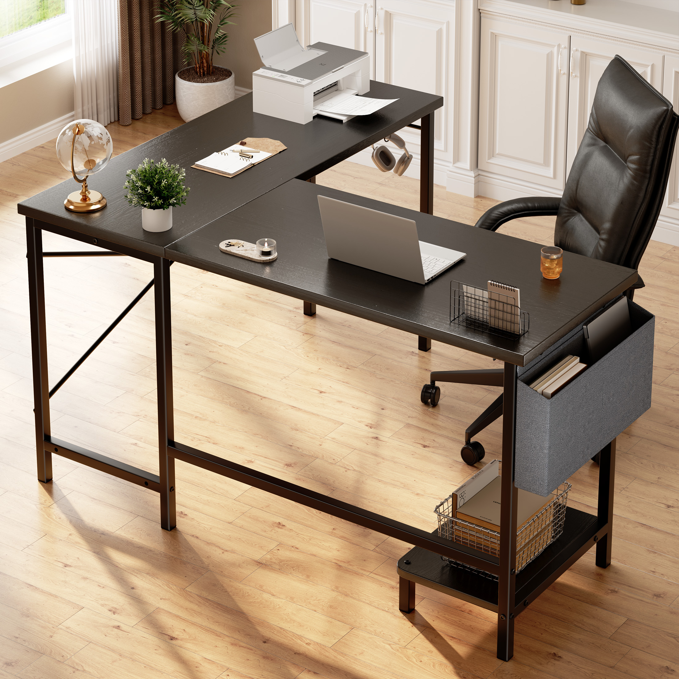 edx L-Shaped Computer Desk, 50 Inches, Black photo 4