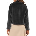 thumbnail image 3 of INSPIRE CHIC Women's Notch Collar Long Sleeve Open Front Faux Fur Fluffy Cropped Jacket M Dark Grey, 3 of 6