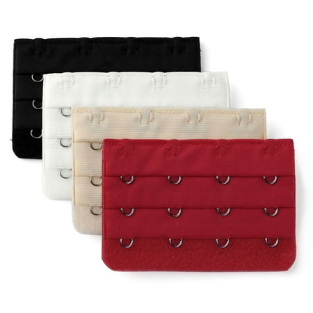 INSPIRE CHIC Women s 3 Rows 4 Hooks Bra Extenders Straps Extension Multi-color-2 3 Rows 4 Hooks 4 Pcs