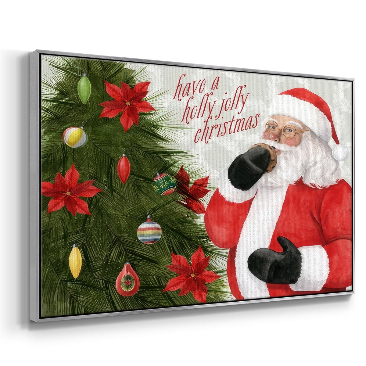 Arose Such a Clatter Collection A - Framed Gallery Wrapped Holiday Canvas - 25 x 37 - Silver Frame