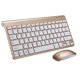 thumbnail image 1 of Mini teclado inalámbrico multimedia ergonómico y silencioso de 78 teclas y ratón portátil dorado, 1 of 6