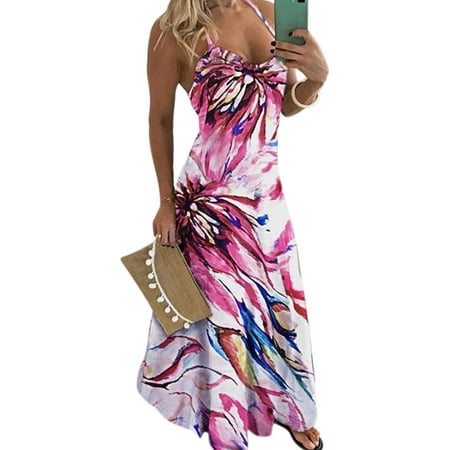 Women's Strappy Floral Gradient Plus Size Swing Sundress Summer Party ...