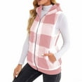 thumbnail image 3 of Posijego Womens Fleece Plaid Vest Jackets Hooded Sleeveless Casual Warm Fall Winter Outerwear Vests, 3 of 5
