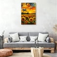 thumbnail image 6 of Van Gogh Starry Night Inspired Sunflower Field Canvas Wall Art, Impressionist Sunset Landscape Decor, Vibrant Floral Artwork For Living Room, Bedroom, Office, Ready To Hang 12*18inch(30*45cm), 6 of 6