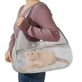 thumbnail image 2 of Cat Carrier Transparent Nylon Mesh Shoulder Carry: Foldable Handheld Portable for Travel Comfort - Adjustable Straps, Ventilation Windows, Safety for Small Pets on Trips, 2 of 6