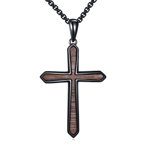 Wooden Cross Necklace S925 Sterling Silver Wooden Cross Jewelry Pendant Necklaces For Women Men 20 2" Chain