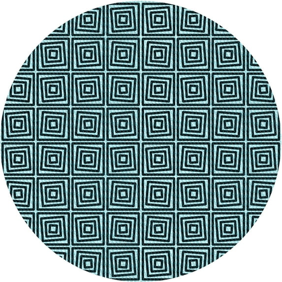 Ahgly Company Indoor Round Patterned Deep Teal Green Area Rugs, 4' Round