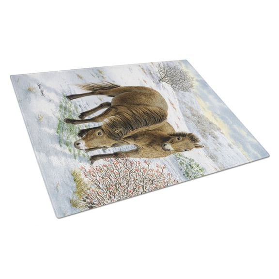 Caroline's Treasures Exmoor Ponies Horse Glass Cutting Board Large