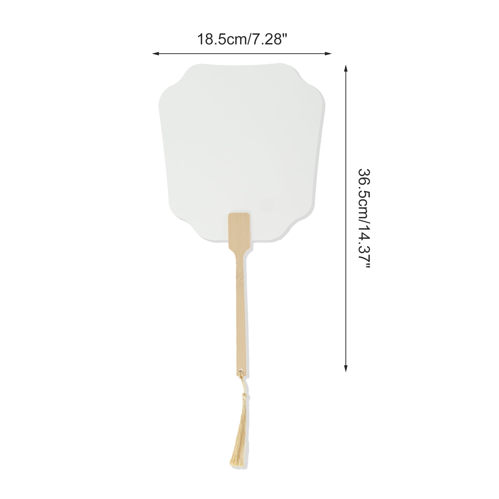 Unique Bargains Folding Fan 1 Pc White Long Handle Round Flying Fairy