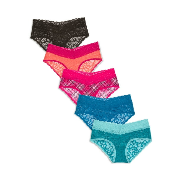 No Boundaries Women's Lace Hipster Panties, 5Pack