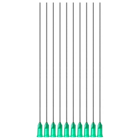 10 Pack of Blunt Tip Lure Lock Dispensing Fill, Industrial/Arts and Crafts Needles, 18 Gauge - Green, 5" / 12.7cm
