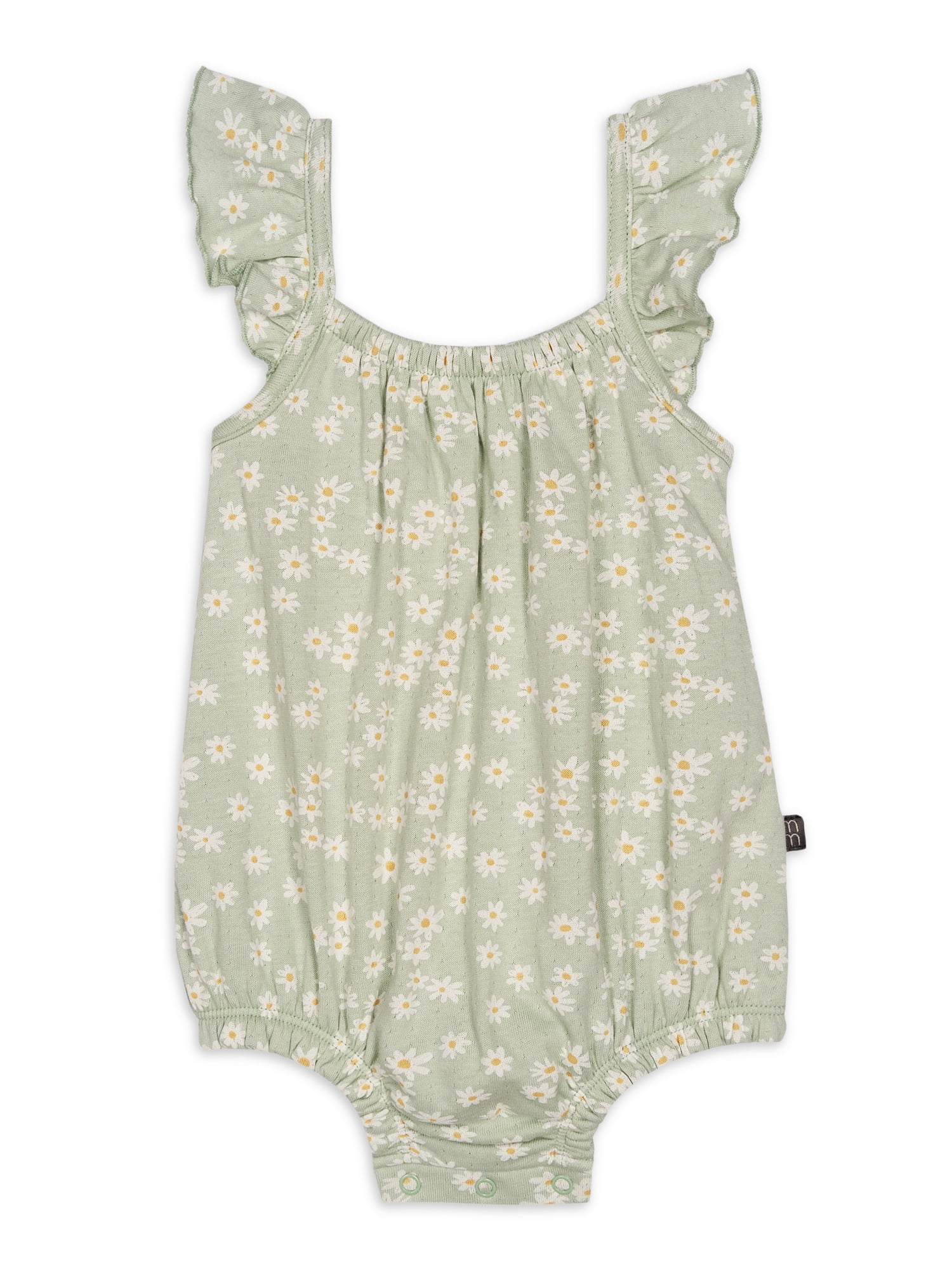 Modern Moments by Gerber Baby Girl Bubble Romper with Ruffle Shoulder Straps, Sizes 0/3 Months - 24 Months