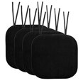 thumbnail image 1 of Sweet Home Collection Chair Cushion Memory Foam Pads with Ties Honeycomb Pattern Slip Non Skid Rubber Back Rounded Square 16" x 16" Seat Cover, 4 Pack, Black, 1 of 5