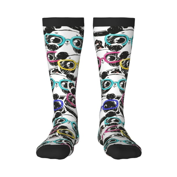 Balery Panda And Glasses Calcetines novedosos Calcetines deportivos Calcetines hasta la rodilla Calcetines de algodón Calcetines originales y geniales