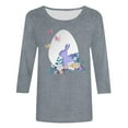 thumbnail image 4 of Babysbule Womens Easter Day Shirts Fashion Woman Casual Easter Bunny Eggs Printed Round Neck Printing 3/4 Sleeve T-Shirt Blouses, 4 of 4