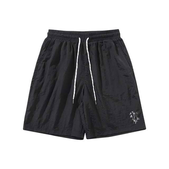 Puntoco Pantalones Cortos Cargo Informales De Color Sólido Con Cordón Y Bolsillo Para Hombre Negro M, Pantalones Cortos Hombre