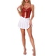thumbnail image 2 of Camiseta metálica sin espalda para mujer Inspire Chic, con tirantes asimétricos y halter, top brillante, color rojo, 2 of 6
