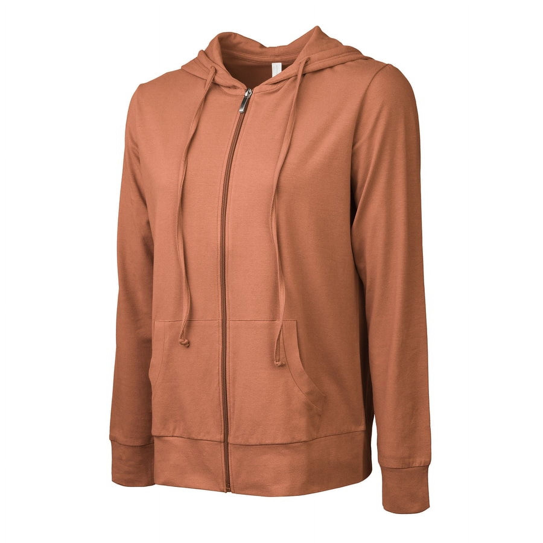 Sofra Women's Lightweight Cotton Blend Long Sleeve Zip Up Thin Hoodie Jacket