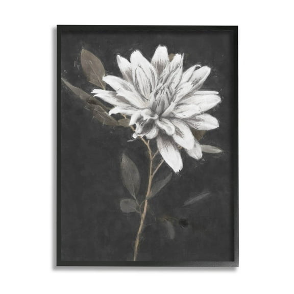 Stupell Industries Blooming Dahlia Flower Black Background Painting Black Framed Art Print Wall Art, Design by Nina Blue