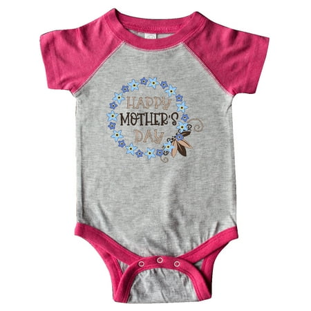 

Inktastic Happy Mother s Day Blue Forget-Me-Not Flower Wreath Gift Baby Boy or Baby Girl Bodysuit