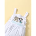 thumbnail image 4 of Kmbangi Baby Girls Rompers Letter Rugby Print Sleeveless Straps Jumpsuits Summer Infant Clothes Backless Bodysuits 0-24M, 4 of 9