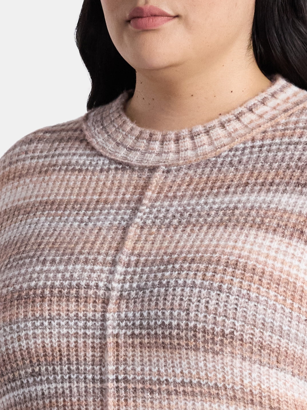 Terra & Sky Women’s Plus Space Dye Crewneck Sweater, Lightweight, Sizes 0X-5X
