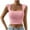 Pink, variant on fatyb Womens Square Neck Crop Tops Smocked Sleeveless Tank Tops Solid Color Slim Going out Shirts Tee
