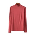 thumbnail image 2 of Womens Tops Casual Solid Long Sleeve Fitted Turtleneck Sweater Top Blouses For Women, 2 of 4
