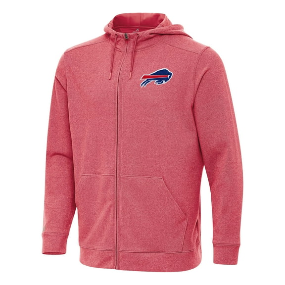 Men's Antigua Heather Red Buffalo Bills Effortless Full-Zip Hoodie