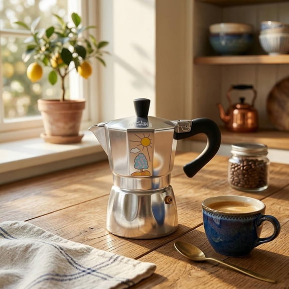 Any Morning Stainless Steel Espresso Coffee Stovetop Maker Pot 6 Cups, 8 oz