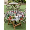 thumbnail image 3 of Outdoor Tablecloth with Umbrella Hole and Zipper, Christmas Snowman Round Table Cloth 54 Inch Waterproof Tablecloth, Xmas Balls Stocking Tree Gifts Black Plaid Picnic Table Cover for Patio Camping, 3 of 7