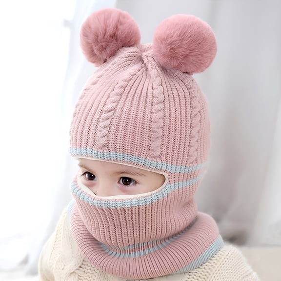 TELOLY Baby Boys Girls Winter Knit Hat Scarf Set 2 in 1 Kids Soft Warm Knit Hat Cap for Snow Toddler Winter Beanie 1-6 Years