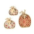 thumbnail image 3 of Wooden Pumpkin Fall Decorations Set of 3 Seasonal Home Decor for Thanksgiving Harvest Kitchen Tabletop, 3 of 9