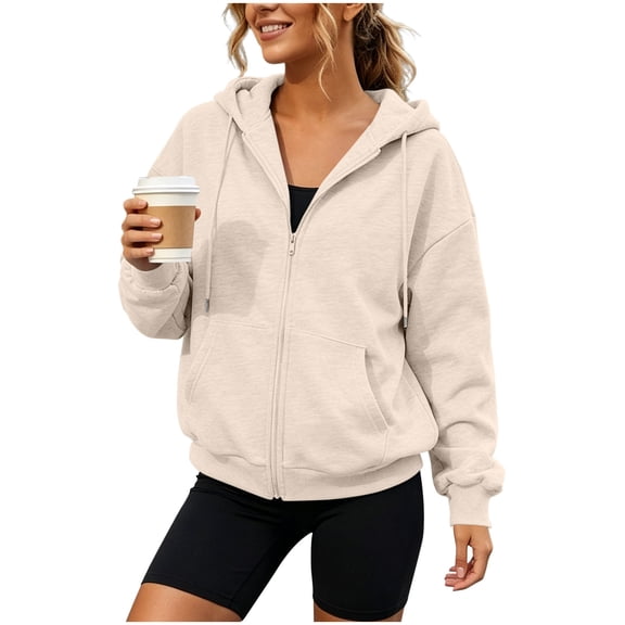 Perfectbot Women's Zip Up Hoodie Soft Relaxed Fit Long Sleeve Hooded Sweatshirt for Lounge & Outdoor Wear