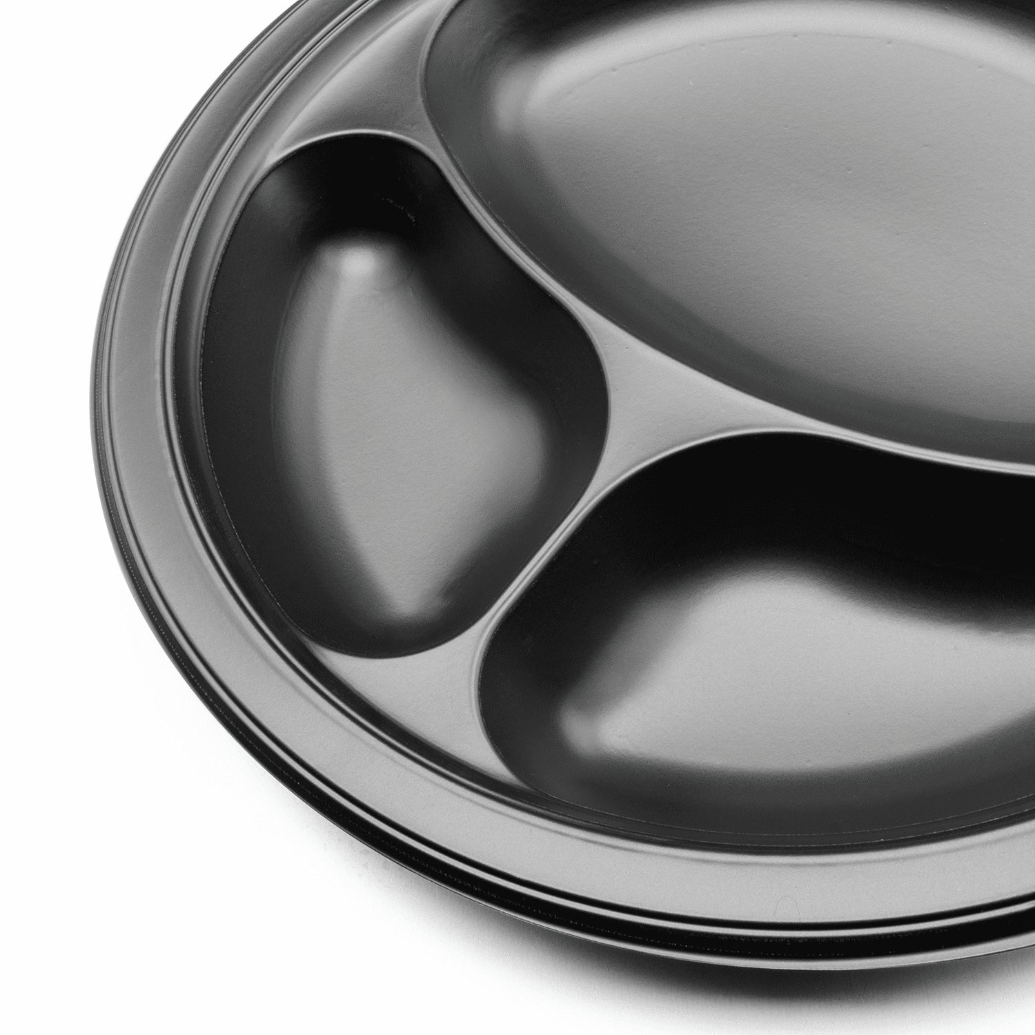 Karat Earth 10 Inch Eco-Friendly Plastic Plates [3 Compartment - 500 pcs], Black Mineral-Filled PP - Reduces Plastic Use