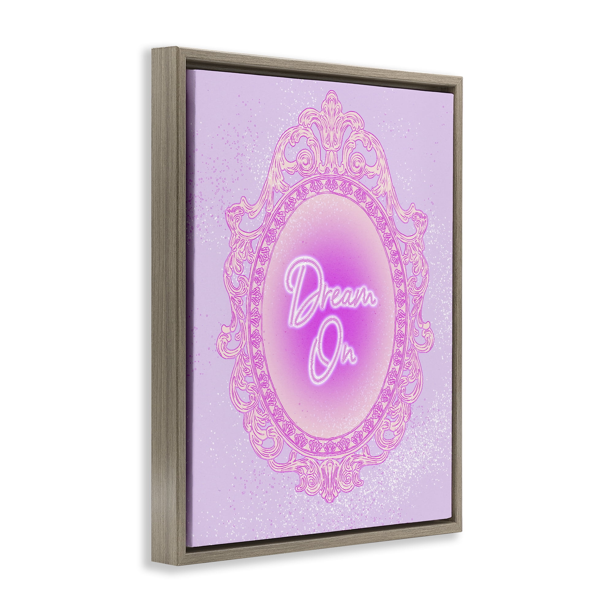 Stupell Industries Dream On Ornate Mirror Brown Framed Floater Canvas Wall Art, design by Ziwei Li