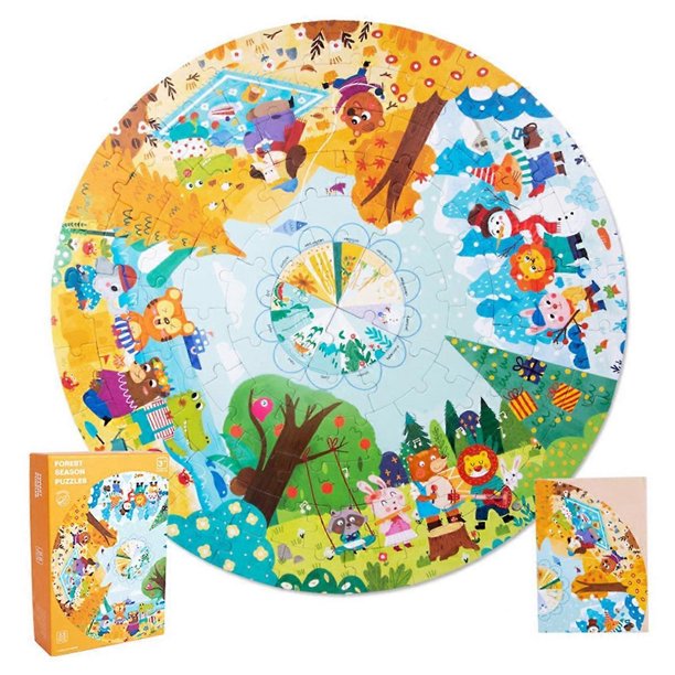 360 Degree Jigsaw Puzzle Spinner -20.9in Round Puzzle Holder Rotating Puzzle Table Puzzle Board for Gift-Forest