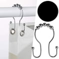 thumbnail image 2 of Moins de 10 Crochets 12 Pcs Crochets de Rideau de Douche Anneaux de Rideau de Douche Rouleau en Acier Inoxydable Antidérapant Double Crochets de Douche pour Rideau Rideaux de Douche de Salle de Bain, 2 of 8