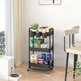 thumbnail image 4 of Carrito utilitario JIUYOTREE de 3 niveles de plástico enrollable negro, 4 of 7