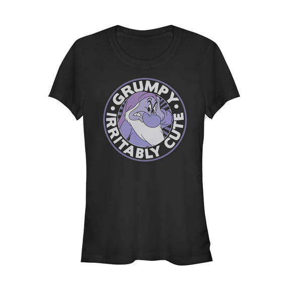 Junior's Snow White and the Seven Dwarfs Cute Grumpy  Graphic Tee Black 2X Large