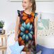 thumbnail image 4 of Balery Colorful Blooming Flowers Camisón de princesa para niñas, pijama de algodón con mangas abullonadas, suave y bonito.-Medium, 4 of 6