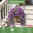 thumbnail image 6 of Scidweet Artificial Flowers Outdoors, 2 Pcs Hanging Fake Flowers Faux Silk Spring Summer Decoration for Home Garden Porch, Purple, 6 of 7