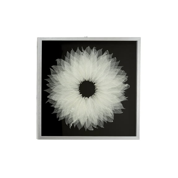 DecMode Indoor 23" x 23" White Polystone Natural Shadow Box,