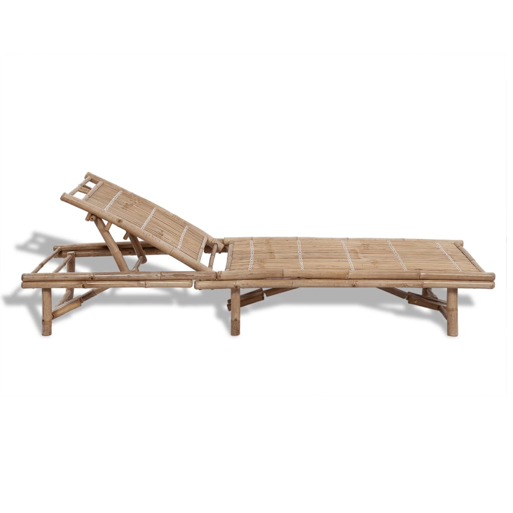 Outdoor Patio Garden Bamboo Folding Chaise Lounge Chair,Adjustable Wood Sun Lounger - image 2 of 6