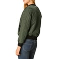 thumbnail image 4 of INSPIRE CHIC Women's Stand Collar Zip Up Raglan Sleeves Bomber Quilted Jacket S Dark Green, 4 of 7