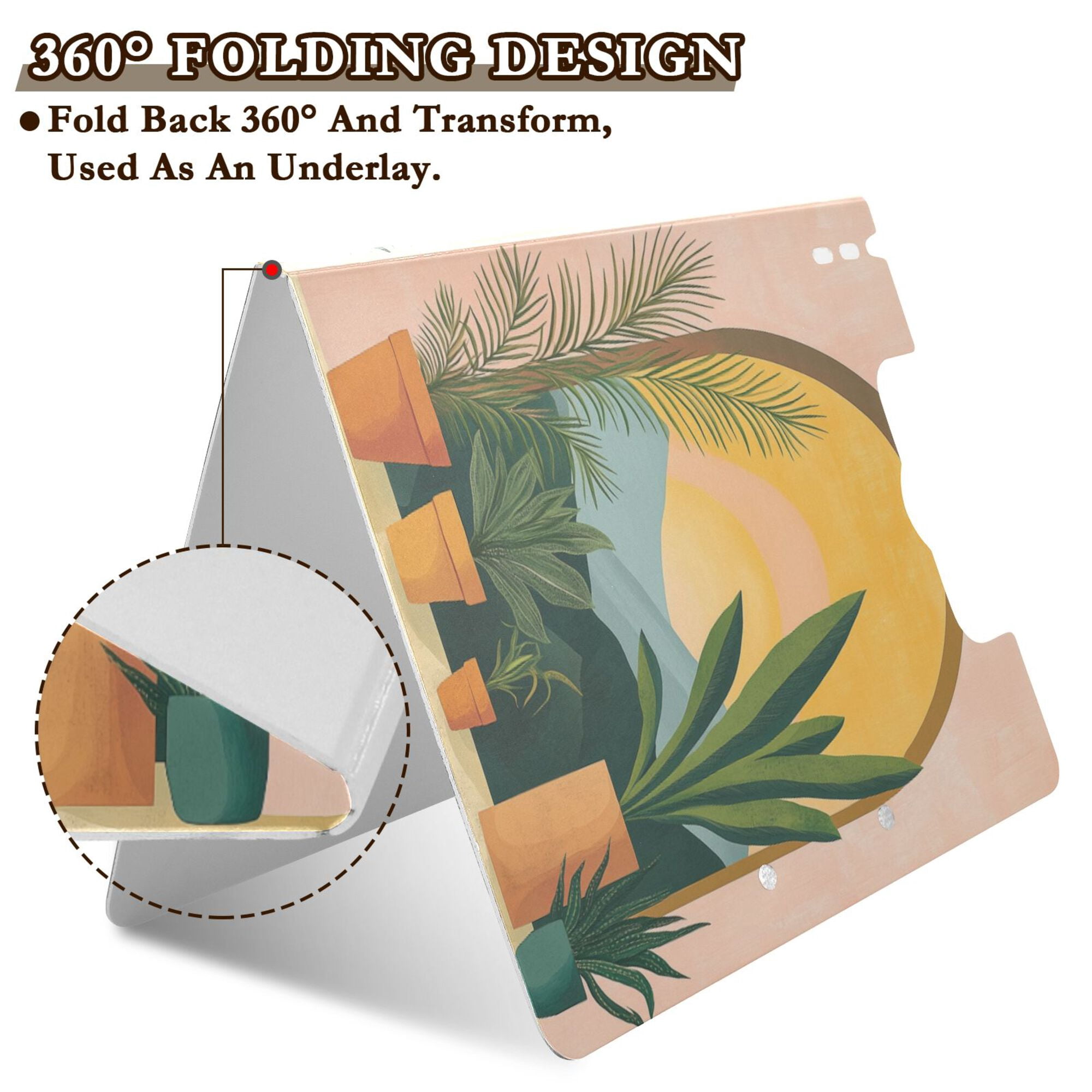 FORMRS A4 Clipboard Folder with Pen Holder Horizontal Foldable School Office Binder, Boho Plants