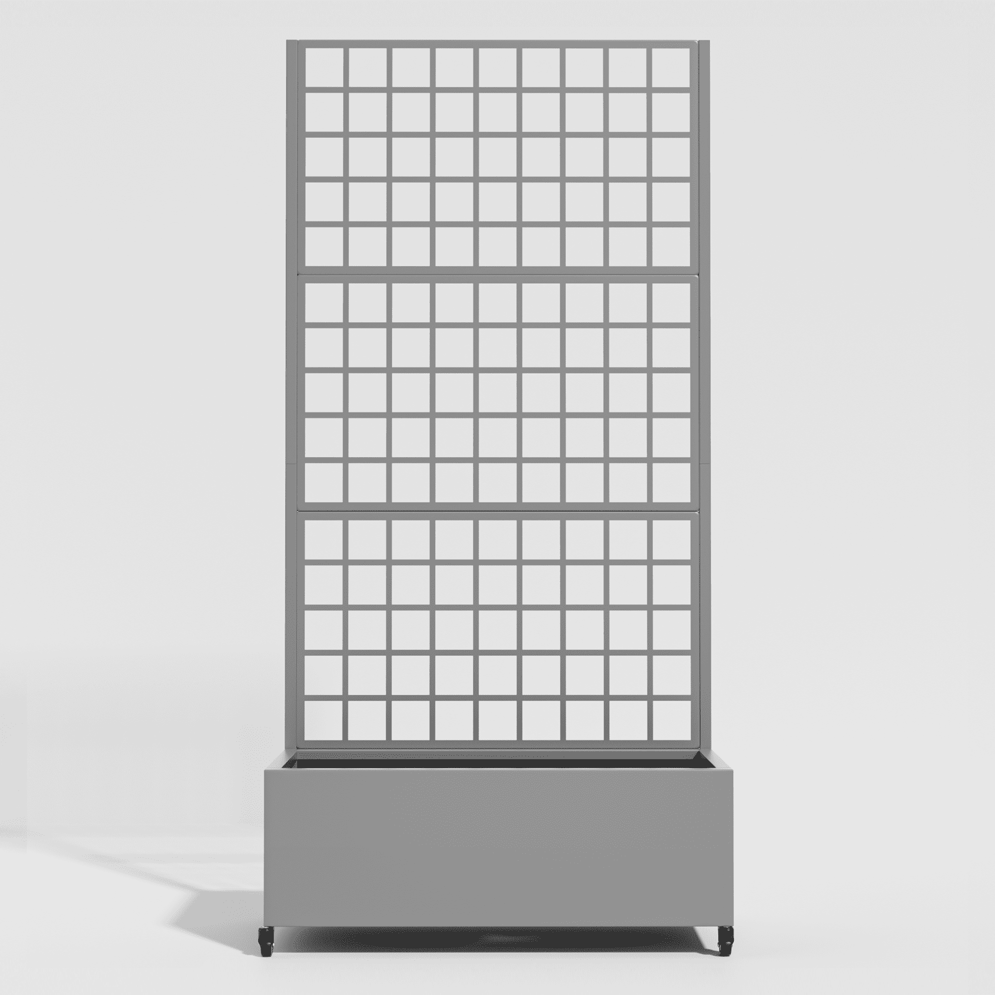 MAYEERTY 35*16*71"Outdoor Gray Metal Planter with Rect Climbing Trellis, Drainage hole & Wheels, Grid Pattern