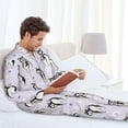 thumbnail image 4 of Mens Pajamas Set, Cartooncute Funny Husky Purple Button Down Long Sleeve Loungewear Sleepwear Pjs sets for Men, 4 of 5
